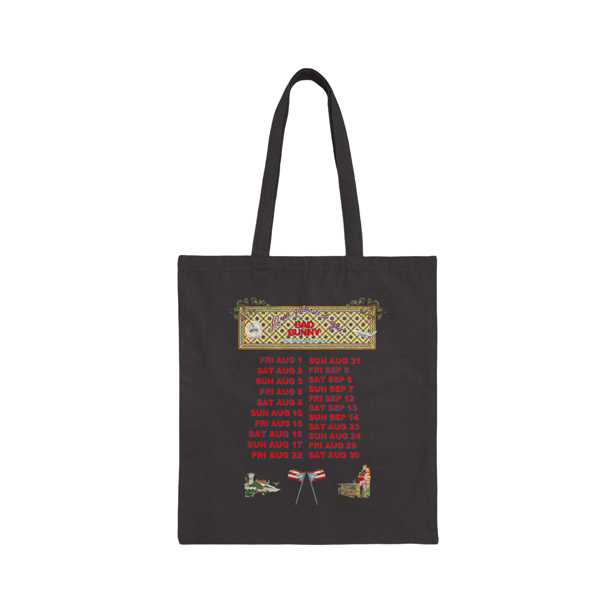 Bad Bunny Concho Tour Dates Tote Bag | Bad Bunny Merch | Bad Bunny NFL Super Bowl Merch Bad Bunny Merch