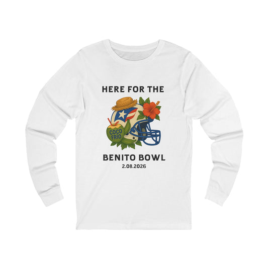 Bad Bunny Benito Bowl Long Sleeve Tee | Bad Bunny Merch | Bad Bunny NFL Super Bowl Merch