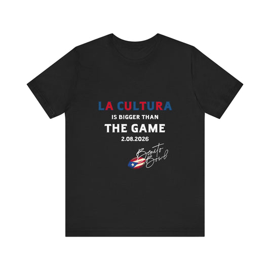 Bad Bunny La Cultura is Bigger (Colorful) Benito Bowl Short Sleeve Tee Shirt | Bad Bunny Merch | Bad Bunny NFL Super Bowl Merch