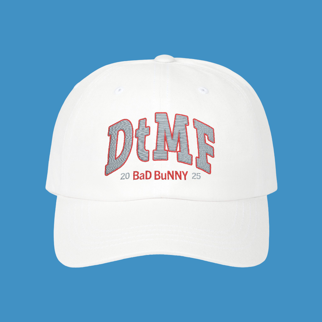 Bad Bunny Embroidered White Cap| Bad Bunny Merch | Bad Bunny NFL Super Bowl Merch