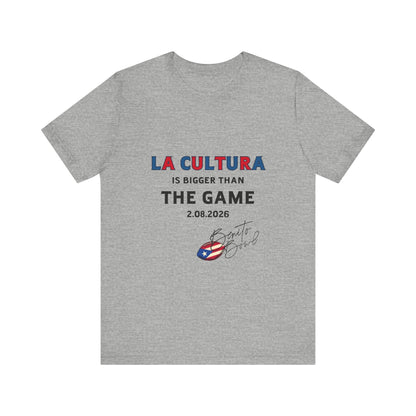 Bad Bunny La Cultura is Bigger (Colorful) Benito Bowl Short Sleeve Tee Shirt | Bad Bunny Merch | Bad Bunny NFL Super Bowl Merch