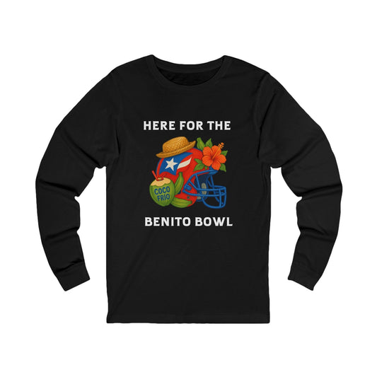 Bad Bunny Puerto Rican Football Helmet Long Sleeve Tee (Red Helmet) | Bad Bunny Merch | Bad Bunny NFL Super Bowl Merch