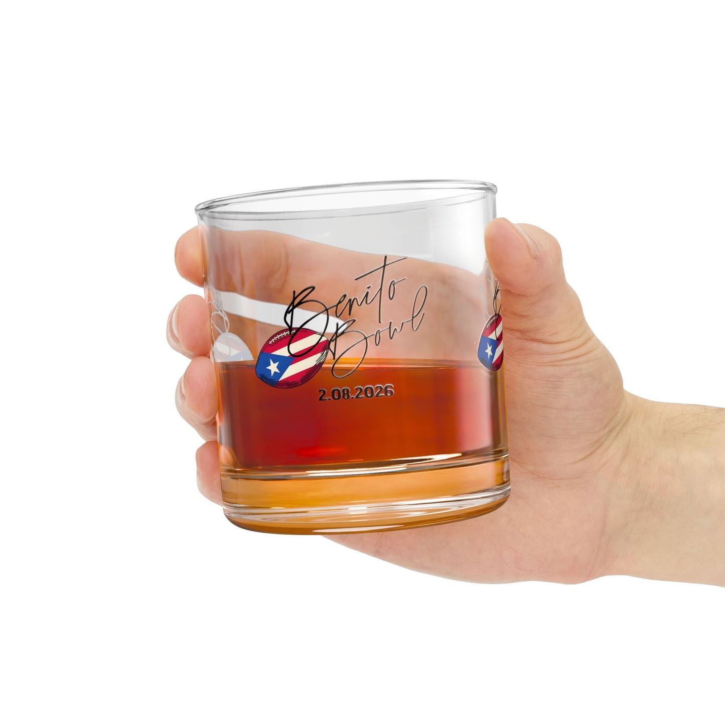 Bad Bunny Benito Bowl Puerto Rican Flag Rocks Glass  | Bad Bunny Merch | Bad Bunny NFL Super Bowl Merch