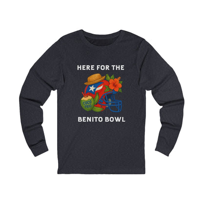 Bad Bunny Puerto Rican Football Helmet Long Sleeve Tee (Red Helmet) | Bad Bunny Merch | Bad Bunny NFL Super Bowl Merch