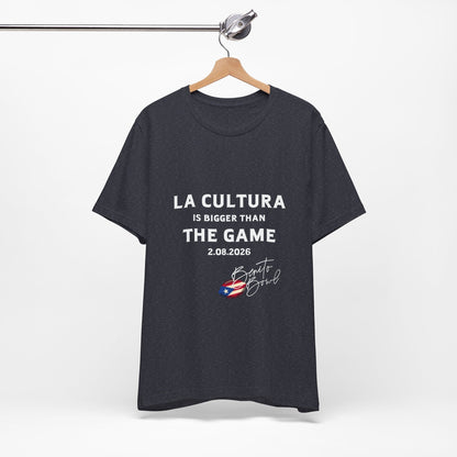 Bad Bunny La Cultura is Bigger Benito Bowl Short Sleeve | Bad Bunny Merch | Bad Bunny NFL Super Bowl Merch