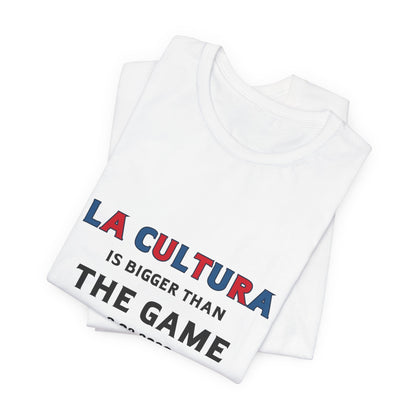 Bad Bunny La Cultura is Bigger (Colorful) Benito Bowl Short Sleeve Tee Shirt | Bad Bunny Merch | Bad Bunny NFL Super Bowl Merch
