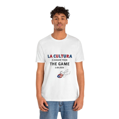 Bad Bunny La Cultura is Bigger (Colorful) Benito Bowl Short Sleeve Tee Shirt | Bad Bunny Merch | Bad Bunny NFL Super Bowl Merch