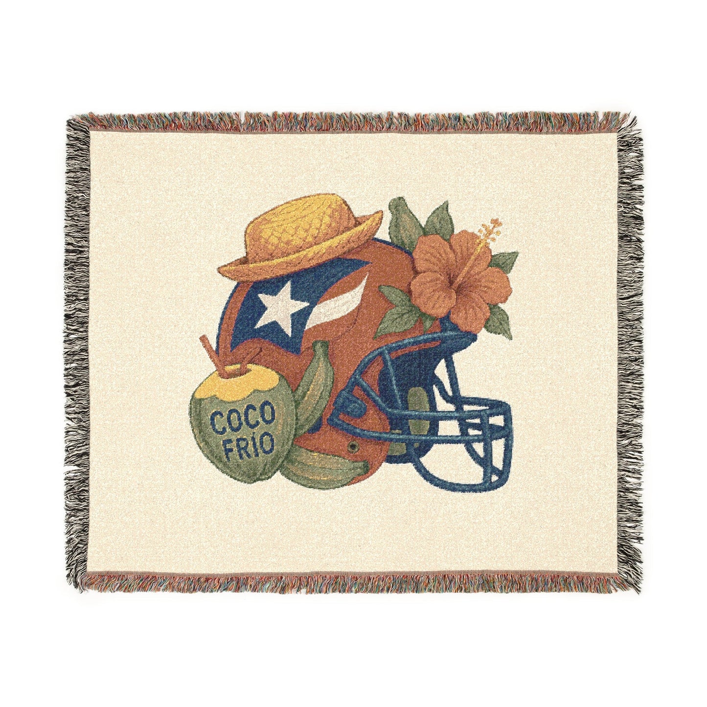 Bad Bunny Puerto Rican Football Benito Bowl Woven  Blanket   | Bad Bunny Merch | Bad Bunny NFL Super Bowl Merch