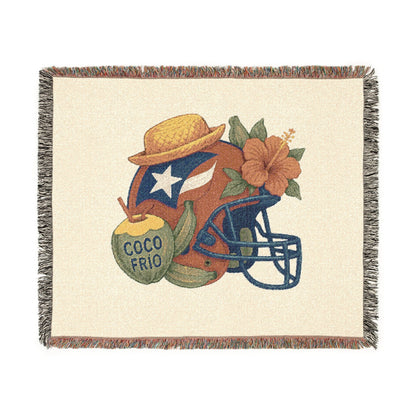 Bad Bunny Puerto Rican Football Benito Bowl Woven  Blanket   | Bad Bunny Merch | Bad Bunny NFL Super Bowl Merch