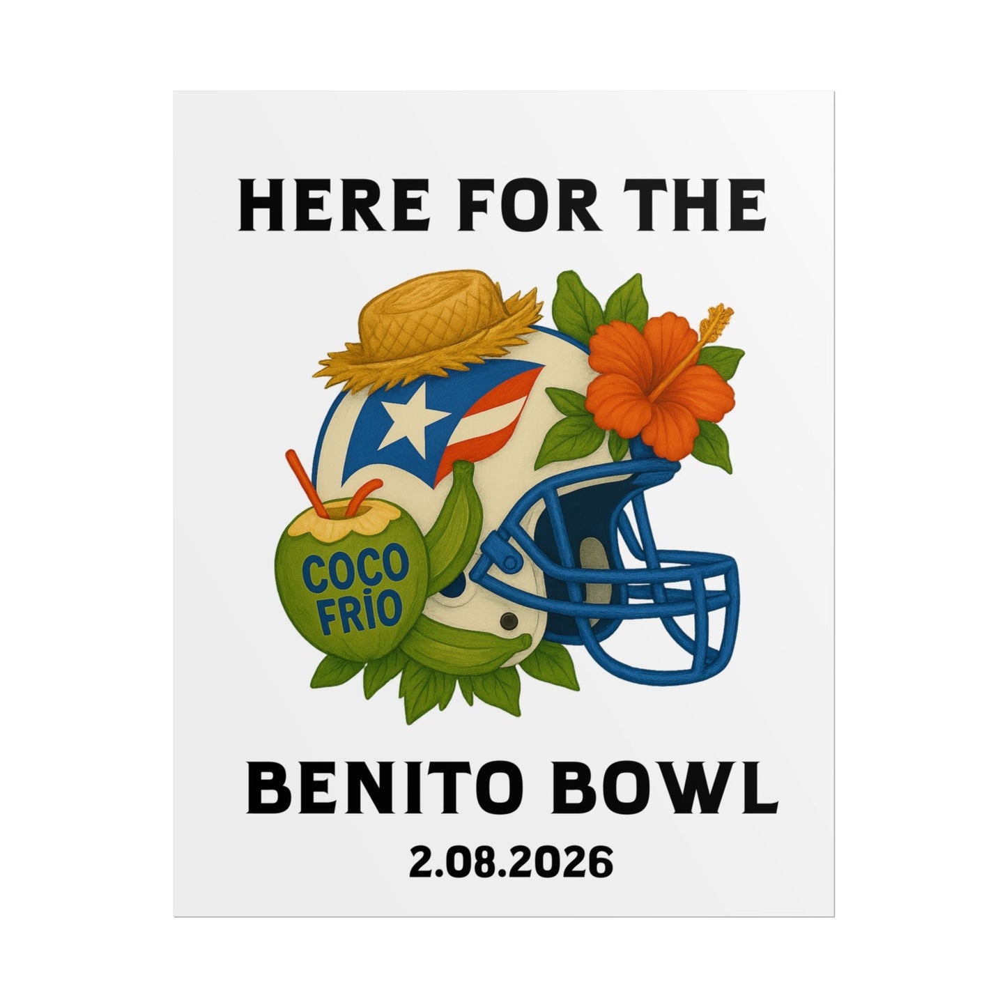 Bad Bunny Benito Bowl Game Day Event Poster | Bad Bunny Merch | Bad Bunny NFL Super Bowl Merch