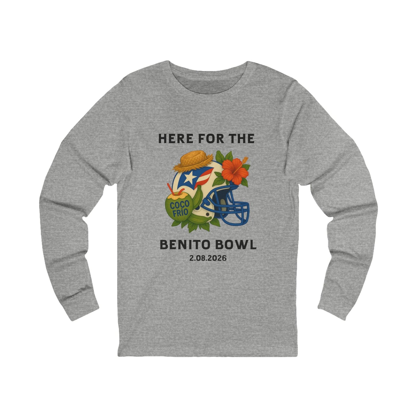 Bad Bunny Benito Bowl Long Sleeve Tee | Bad Bunny Merch | Bad Bunny NFL Super Bowl Merch