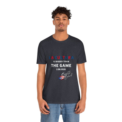 Bad Bunny La Cultura is Bigger (Colorful) Benito Bowl Short Sleeve Tee Shirt | Bad Bunny Merch | Bad Bunny NFL Super Bowl Merch