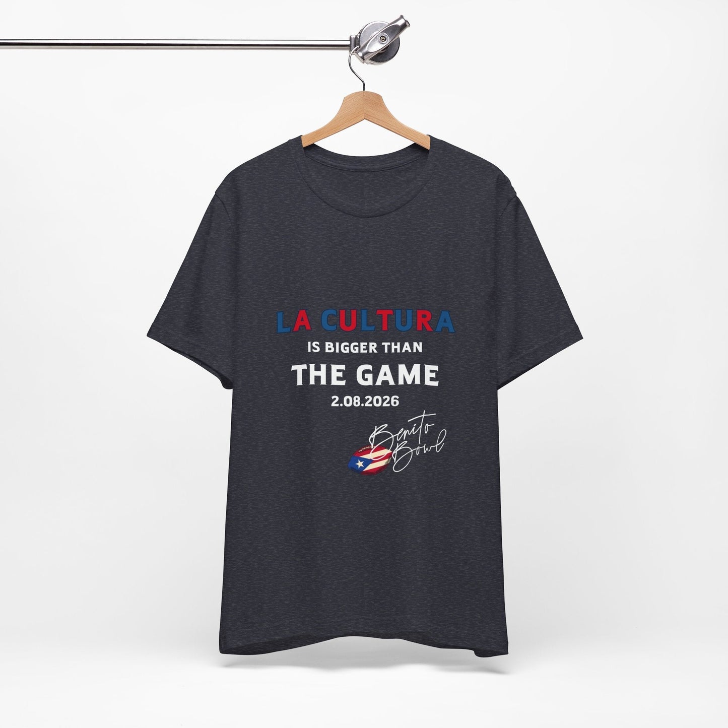 Bad Bunny La Cultura is Bigger (Colorful) Benito Bowl Short Sleeve Tee Shirt | Bad Bunny Merch | Bad Bunny NFL Super Bowl Merch