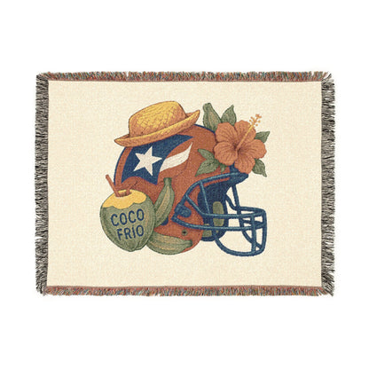 Bad Bunny Puerto Rican Football Benito Bowl Woven  Blanket   | Bad Bunny Merch | Bad Bunny NFL Super Bowl Merch