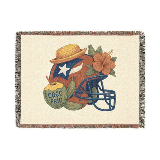 Bad Bunny Puerto Rican Football Benito Bowl Woven  Blanket   | Bad Bunny Merch | Bad Bunny NFL Super Bowl Merch