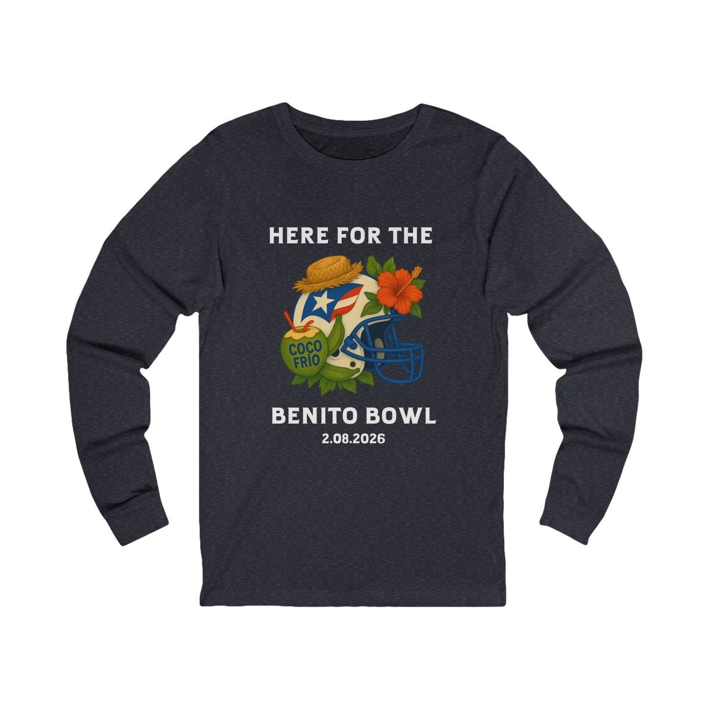 Bad Bunny Benito Bowl Long Sleeve Tee | Bad Bunny Merch | Bad Bunny NFL Super Bowl Merch