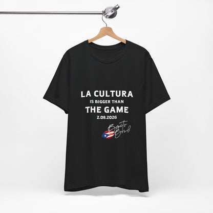 Bad Bunny La Cultura is Bigger Benito Bowl Short Sleeve | Bad Bunny Merch | Bad Bunny NFL Super Bowl Merch