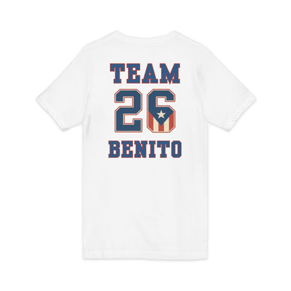 Bad Bunny Team Benito V-Neck Jersey Style Short Sleeve | Bad Bunny Merch | Bad Bunny NFL Super Bowl Merch