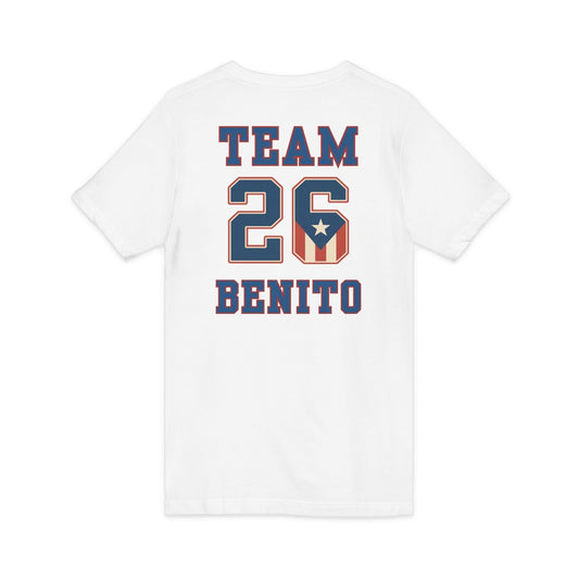 Bad Bunny Team Benito V-Neck Jersey Style Short Sleeve | Bad Bunny Merch | Bad Bunny NFL Super Bowl Merch