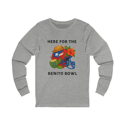 Bad Bunny Puerto Rican Football Helmet Long Sleeve Tee (Red Helmet) | Bad Bunny Merch | Bad Bunny NFL Super Bowl Merch