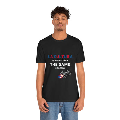 Bad Bunny La Cultura is Bigger (Colorful) Benito Bowl Short Sleeve Tee Shirt | Bad Bunny Merch | Bad Bunny NFL Super Bowl Merch