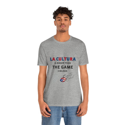 Bad Bunny La Cultura is Bigger (Colorful) Benito Bowl Short Sleeve Tee Shirt | Bad Bunny Merch | Bad Bunny NFL Super Bowl Merch