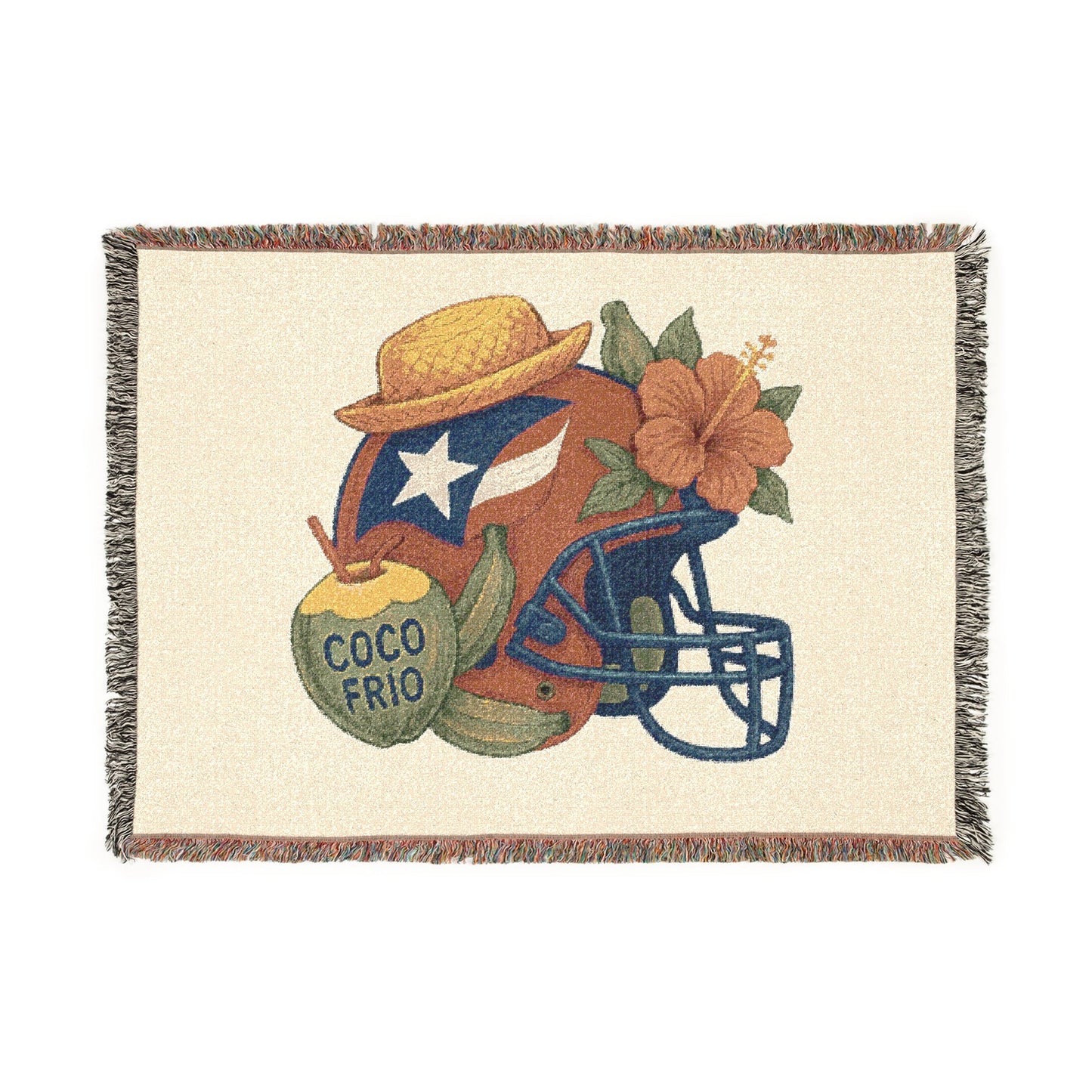 Bad Bunny Puerto Rican Football Benito Bowl Woven  Blanket   | Bad Bunny Merch | Bad Bunny NFL Super Bowl Merch