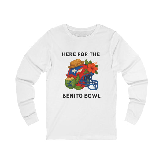 Bad Bunny Puerto Rican Football Helmet Long Sleeve Tee (Red Helmet) | Bad Bunny Merch | Bad Bunny NFL Super Bowl Merch
