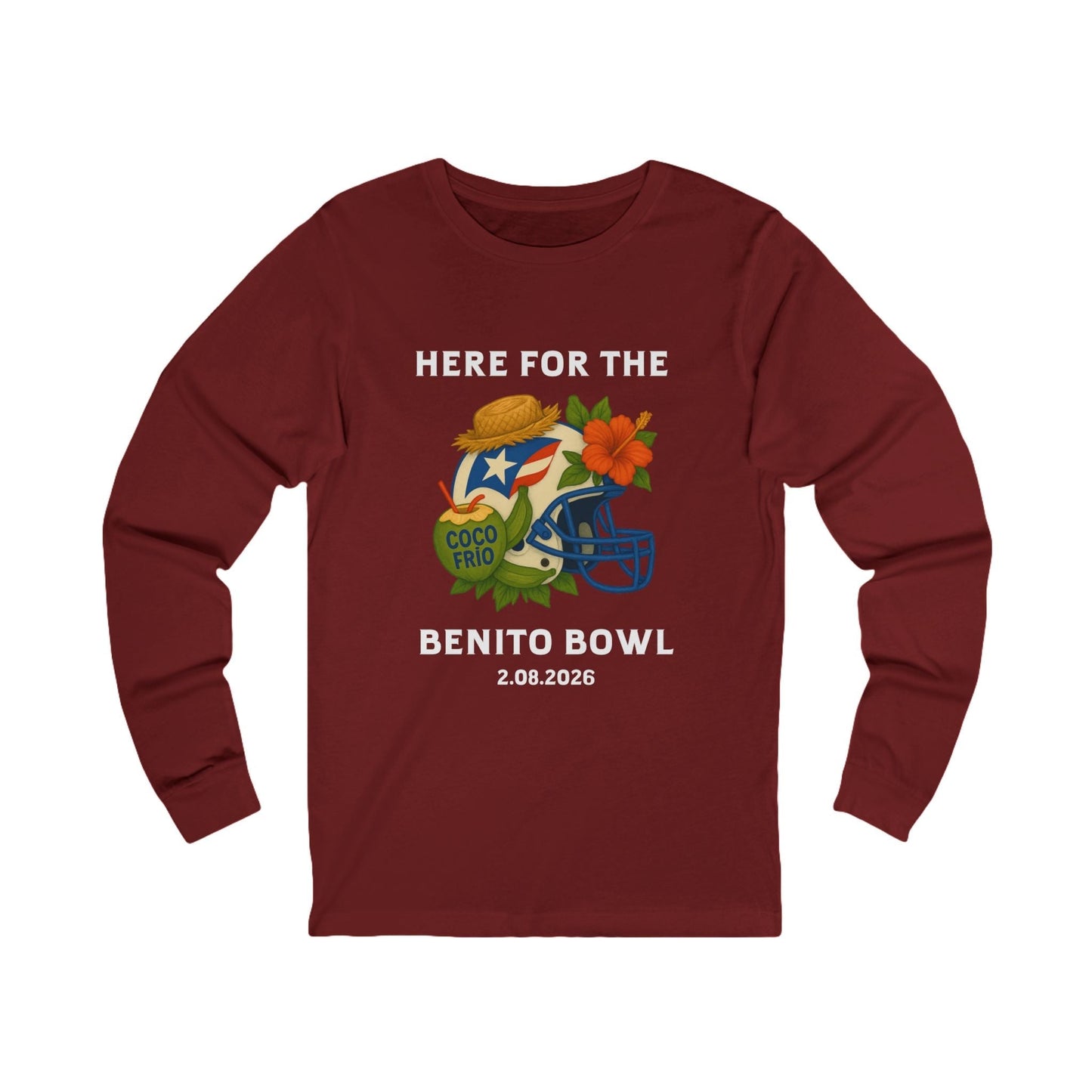 Bad Bunny Benito Bowl Long Sleeve Tee | Bad Bunny Merch | Bad Bunny NFL Super Bowl Merch