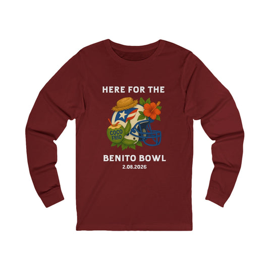 Bad Bunny Benito Bowl Long Sleeve Tee | Bad Bunny Merch | Bad Bunny NFL Super Bowl Merch