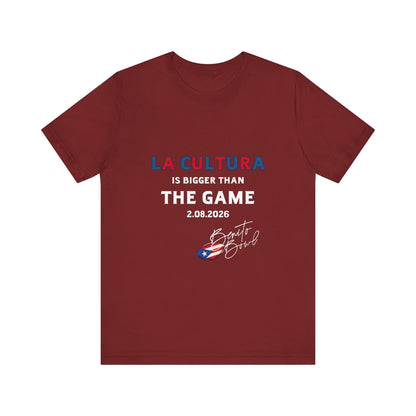 Bad Bunny La Cultura is Bigger (Colorful) Benito Bowl Short Sleeve Tee Shirt | Bad Bunny Merch | Bad Bunny NFL Super Bowl Merch