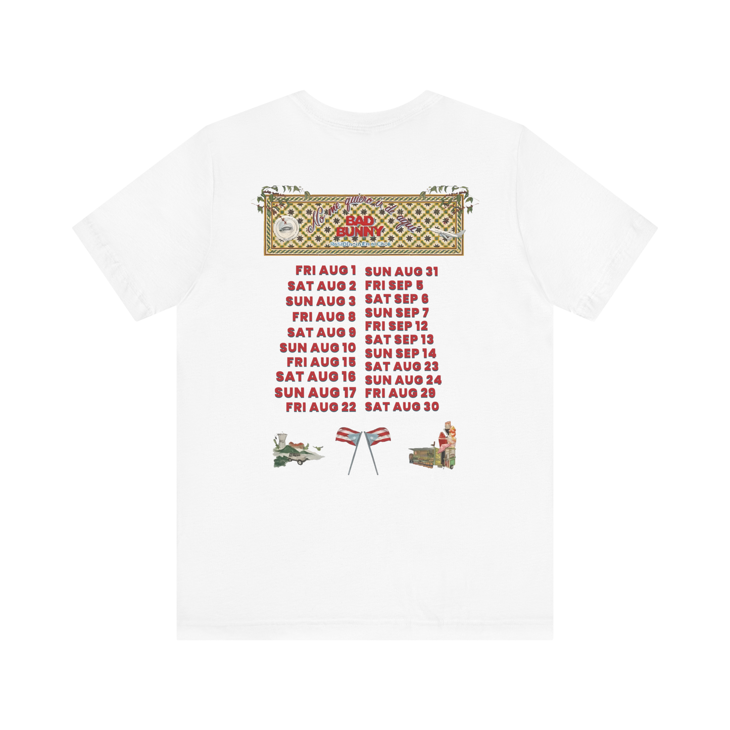 Bad Bunny Concho Tour Dates Tee  | Bad Bunny Merch | Bad Bunny NFL Super Bowl Merch