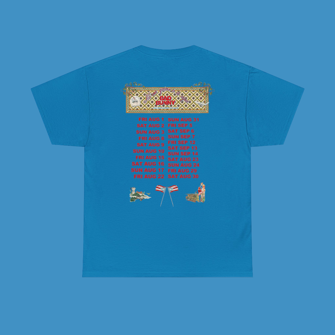 Bad Bunny  Blue Concho Tour Dates T-Shirt | Bad Bunny Merch | Bad Bunny NFL Super Bowl Merch