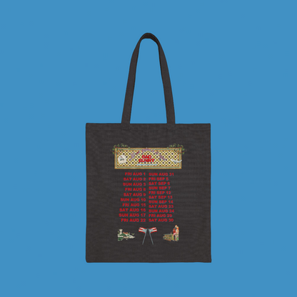 Bad Bunny  Concho Tour Dates Black Tote Bag| Bad Bunny Merch | Bad Bunny NFL Super Bowl Merch