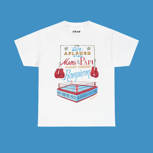 Bad Bunny  White Boxing Tee | Bad Bunny Merch | Bad Bunny NFL Super Bowl Merch